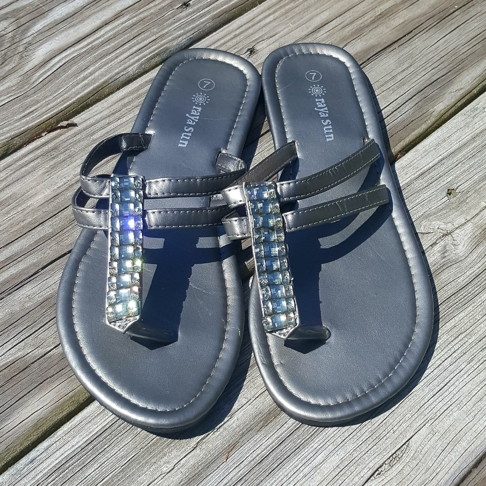 Raya Sun | Grey💎Jeweled Sandals